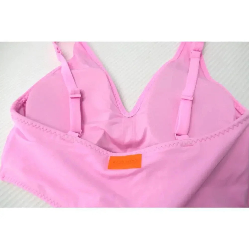 Fabletics Swimsuit Womens Small Pink Asymmetrical Cutout Shaping One Piece NEW - Picture 5 of 6